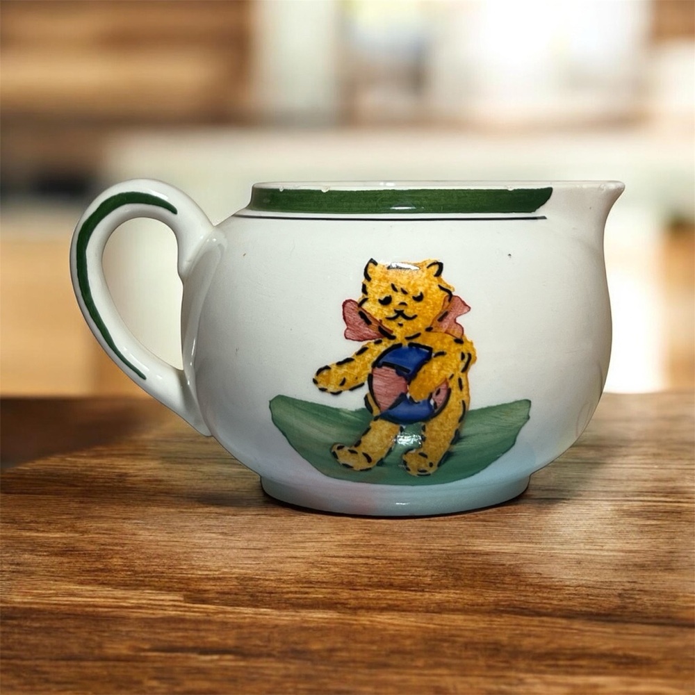 1930s Germany WWI era Charming Ceramic Creamer with Bear or Cat Design Vintage